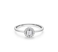 Promise Ring Beste Freundin, Ring Damen Silber 925 Kreisförmiger Cluster mit Rechteckschliff Weiß Zirkonia, 52 (16.6), 925 Silber, Zirconia