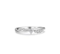 Promise Ring For Women, Ring Silber 925 Damen Silber Kreuz mit Herzform mit Weiß Zirkonia, 52 (16.6), 925 Silber, Zirconia