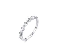 Promise Ring, Ring Hochzeit Silber Welle mit Zirkon 925 Silber Damen Geschenk, 54 (17.2), 925 Silber, Zirconia