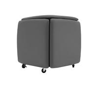 PromiseFly Sgabello multifunzionale, 5 in 1, impilabile, per il trucco, per il cambiamento delle scarpe, portata 75 kg, per soggiorno, camera da letto, 46 x 46 x 48 cm (grigio (PU)