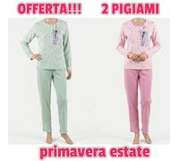 PROMO 2 PIGIAMI Donna CIPPI 100% Cotone Manica Lunga Pantalone Lungo M L XL XXL