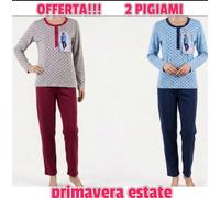 PROMO 2 PIGIAMI Donna CIPPI 100% Cotone Manica Lunga Pantalone Lungo M L XL XXL