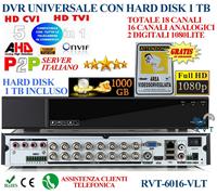 Promo DVR 16 CANALI Universale PROFESSIONALE SERVER ITALIANO HARD DISK 1000 GB