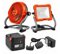 PROMO Stocker Kit Faro + Ventilatore + Batteria 2,6 Ah 21V + Caricabatterie