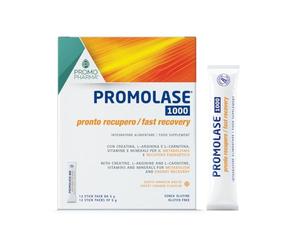 Promolase 1000 Pronto Recupero - Tonico Energetico per Crampi, Stanchezza e Recupero Muscolare - con Creatina, Carnitina, Arginina e Vitamine - Gusto Arancia -12 Stick da 5 g