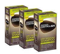 PROMOO Just For Men Control GX Grey Reducing Shampoo per capelli grigi, con olio di cocco e aloe vera, nuova formula migliorata, tutte le tonalità, 118 ml, confezione da 3