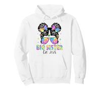 Promosso a Big Sister 2026 Becoming Big Sis Funny Messy Bun Felpa con Cappuccio