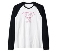Promosso a Big Sister EST. 2026 con Grafica Baby Feet Maglia con Maniche Raglan