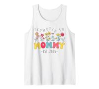 Promosso a Mommy EST 2026 Presto per Essere New Mom Groovy Flowers Canotta
