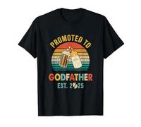 Promosso A Padrino EST 2025 Vintage New Fathers Day Maglietta