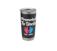 Promosso a Uncle Est. Annuncio del bambino 2026 Bicchiere termico in acciaio inox doppia parete