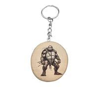 Promotech Cartone animato Ninja tartaruga fatta a mano in legno con incisione laser, legno naturale, W5L5