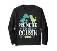 Promoted To Big Cousin 2026 Funny Dinosaur New Baby Shower Maglia a Manica