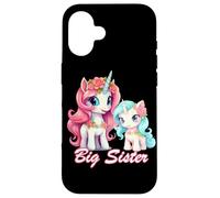 Promoted to Big Sister Girls Cute Unicorn Older Sister Custodia per iPhone 16
