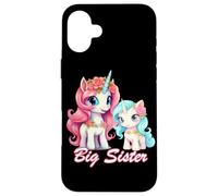 Promoted to Big Sister Girls Cute Unicorn Older Sister Custodia per iPhone 16 Plus