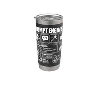 Prompt Ingegnere AI Tech Humor Sarcastico Etichetta Avvertimento Bicchiere termico in acciaio inox doppia parete