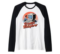 Prompt Whisperer Retro AI Ingegnere Vintage Computer Maglia con Maniche Raglan