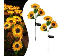 Promptanda Solar LED Sunflower Garden Lights,Three Heads Outdoor Waterproof Sunflower Lights,29.6inch/75cm,Auto On/Off,for Patio, Backyard, Outside Decor (2)