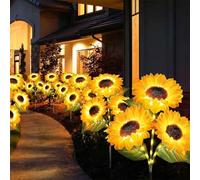 Promptanda Solar Sunflower, LED Garden Lights-29.6inch/75cm,Three Heads Solar Power Sunflowers, Infinitne/Beliefsun Solar Lights Outdoor Garden Decor