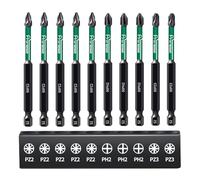 Pronese 10 punte magnetiche per avvitatore a percussione PZ2, PH2 e PZ3, 90 mm, lunghe punte magnetiche in acciaio S2