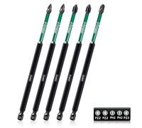 Pronese 5 punte magnetiche per avvitatore a percussione PZ2, PH2 e PZ3, 150 mm, lunghe punte magnetiche in acciaio S2