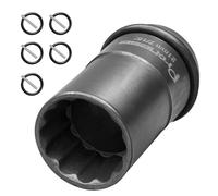 Pronese Bussola a percussione per ponteggi da 21 mm, con 5 perni di fissaggio e O-Ring, profondità 52 mm, design a 12 punti, acciaio CR-V adatto per la movimentazione di morsetti per ponteggi e