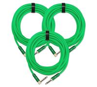 Pronomic 3x Trendline INST-A-6NG Cavo jack 6m (Cavo professionale per chitarra/strumento, jack 6,3mm, placcato oro 24 carati, guaina esterna flessibile e robusta, incl. fascia a strappo) verde