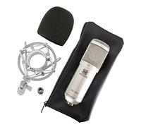 Pronomic CM-100S Microfono a Condensatore - Mic a Diaframma Largo da 34 mm con Supporto Shock e Antivento - Registrazione, Podcasting, Voice Over, Streaming, Home Studio - Colore argento