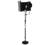 Pronomic CM-22 Microfono a condensatore a grande membrana XLR con popkiller, sospensione, custodia, adattatore, paravento, filtro anti-pop e assorbitore acustico, nero.