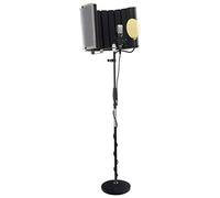 Pronomic CM-22 Microfono a condensatore grande membrana Studio XLR con set popkiller, sospensione, custodia, adattatore, protezione antivento, parabrezza oro e assorbitore acustico nero.
