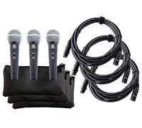 Pronomic DM-58-B Microfono Vocale con Interruttore Set da 3 incl. 3x Cavo XLR da 5m con Suono Potente e Caldo