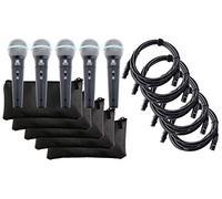 Pronomic DM-58-B Microfono Vocale con Interruttore Set da 5 incl. 5x Cavo XLR 5m con Suono Potente e Caldo
