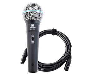 Pronomic DM-58-B Microfono Vocale con Interruttore SET in avo XLR 5m | Microfono universale per voce e canto, Particolarmente adatto per DJ, beatbox, ecc., Suono potente e caldo, Capsula: dinamica