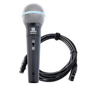Pronomic DM-58-B Microfono Vocale con Interruttore SET in avo XLR 5m | Microfono universale per voce e canto, Particolarmente adatto per DJ, beatbox, ecc., Suono potente e caldo, Capsula: dinamica
