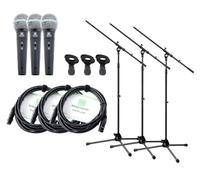 Pronomic DM-58-B Vocal Mikrofon 3x Starter Set - Microfono dinamico - Cavo XLR da 5 m - Supporto microfono con braccio - Morsetto - Nero