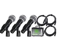 Pronomic DM-58-C Microfono Vocale Set da 3 con Cavo - 3 microfoni dinamici con caratteristica cardioide - Capsula montata elasticamente - Interruttore On/Off - 3 cavi XLR da 5m - Valigetta - Nero