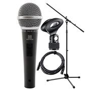 Pronomic DM-58 Microfono Vocale con Interruttore Starter SET incl. Supporto | Microfono universale per voce e canto, Adatto anche per la ripresa di strumenti, Suono estremamente bilanciato, Peso: 260 g
