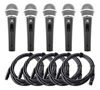 Pronomic DM-58 Microfono Vocale Set da 5 (5 Microfoni + 5 Cavi, Tipo: Dinamico, Direttività: Supercardioide, con Interruttore, incl. Cavo XLR da 5m)