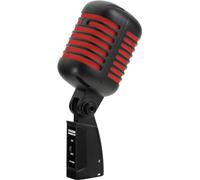 Microfono Dinamico Vintage Elvis RocknRoll per Vocale Canto Karaoke Nero Rosso