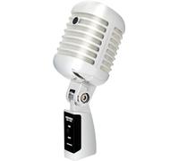 PRONOMIC DM-66S Microfono dinamico vocale vintage microfonico vocale retrò (risposta in frequenza: 50-16.000 Hz, robusto alloggiamento pressofuso) argento/bianco