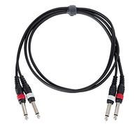 Pronomic J4J-1.5 Cavo Audio - 2x Jack Mono 6,3 mm su 2x Jack Mono 6,3 mm - Lunghezza: 1,5 m - Flessibile e robusto - Connettori colorati - Nero