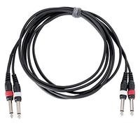 Pronomic J4J-3 Cavo Audio - 2x Jack Mono 6,3 mm su 2x Jack Mono 6,3 mm - Lunghezza: 3 m - Flessibile e robusto - Connettori colorati - Nero