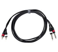 Pronomic J4RC-3 Cavo Audio - 2x Jack Mono 6,3 mm su 2x Cinch - Lunghezza: 3 m - Flessibile e robusto - Connettori colorati - Nero