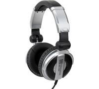 Pronomic KDJ-1000 Cuffie DJ con isolamento acustico esterno - cuffie dinamiche cablate da studio (107 db SPL, cavo da 3,5 m, archetto regolabile, incl. adattatore) - argento/nero