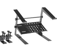 Pronomic Supporto per laptop LS-210 Deluxe – Regolabile, morsetti, ripiano, acciaio Nero