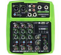 Pronomic Mini4 Mixer USB - Mixer 4 Canali Alimentato via USB - 2 Canali con Combo Jack - Ingresso Stereo - Media Player/Recorder con Bluetooth e USB - Interfaccia Audio - Verde