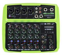 Pronomic Mini6 Mixer USB - Mixer 6 Canali - 4 Canali con ingressi combo - Ingresso stereo - Media player/registratore con Bluetooth - Interfaccia audio - Verde