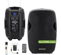 Pronomic MOVE 15" Partybox - Impianto PA Mobile Altoparlante Bluetooth TWS - Cassa Musicale con Batteria Potente - Potenza 30W (RMS) - Set con Cassa Attiva, Microfono Wireless, Headset e Telecomando