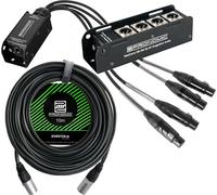 Pronomic NetCore SB-3M/SP-3F 10m Set - Sistema Multicore Audio a 4 Canali - Stagebox con 4 Prese XLR & RJ45 - Pigtail con 4 Connettori XLR & RJ45 - Incluso Cavo di Rete CAT5e da 10 m - Nero