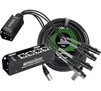 Pronomic NetCore SB-3M/SP-3F 10m Set - Sistema Multicore Audio a 4 Canali - Stagebox con 4 Prese XLR & RJ45 - Pigtail con 4 Connettori XLR & RJ45 - Incluso Cavo di Rete CAT5e da 10 m - Nero